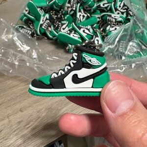 20 Mini Green and Black Sneaker Keychain